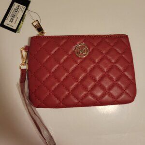 NWT Badgley Mischka Clutch With Quilt Pattern in Brick Red
